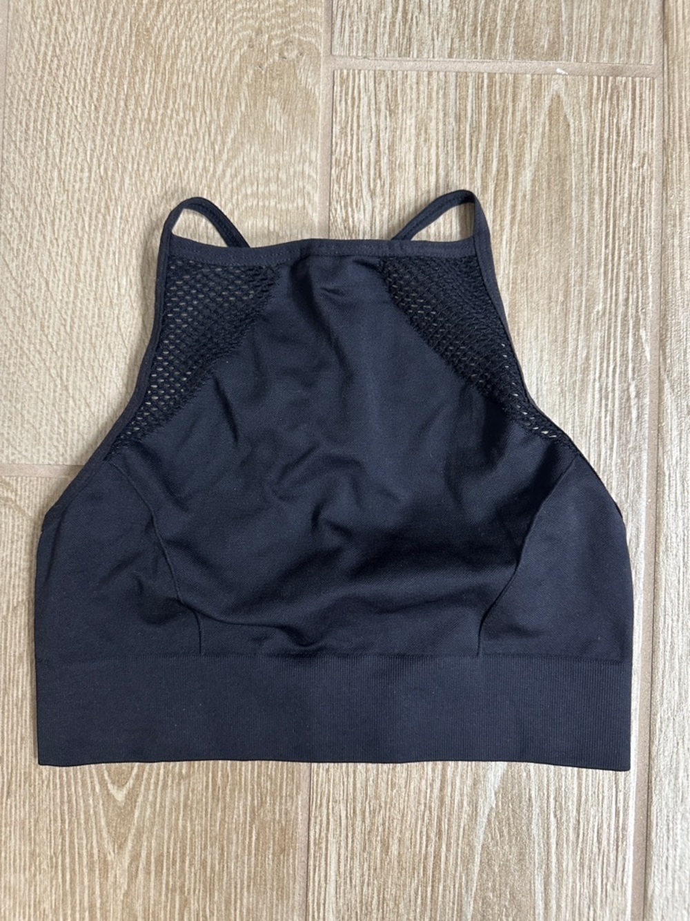 Aerie Black High-Neck Mesh Trim Bralette Tank